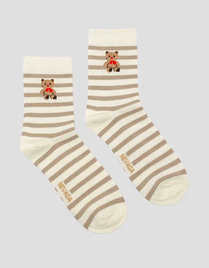 Nevada Quarter Stripe Bear Kaos Kaki Wanita