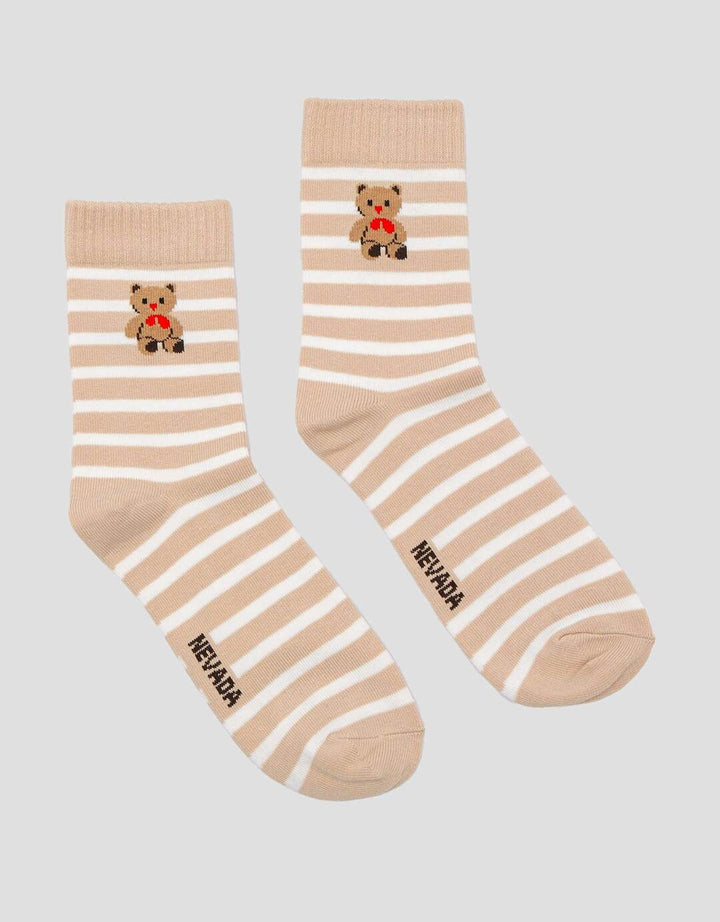 Nevada Quarter Stripe Bear Kaos Kaki Wanita