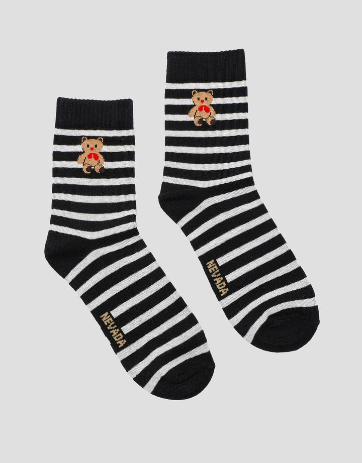 Nevada Quarter Stripe Bear Kaos Kaki Wanita
