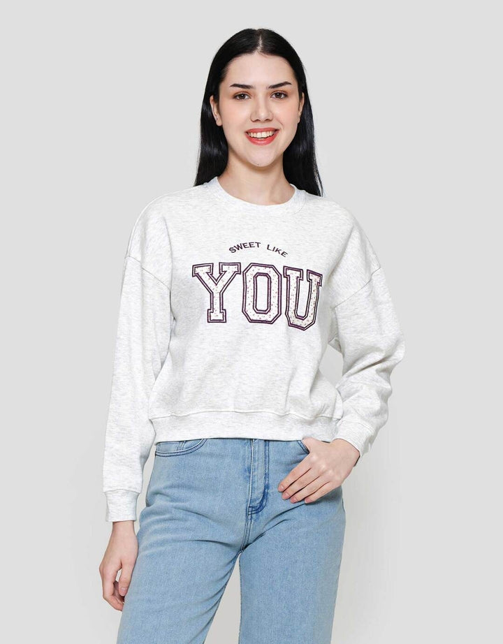 Nevada Crop Fleece Sweet Like You Sweater Wanita