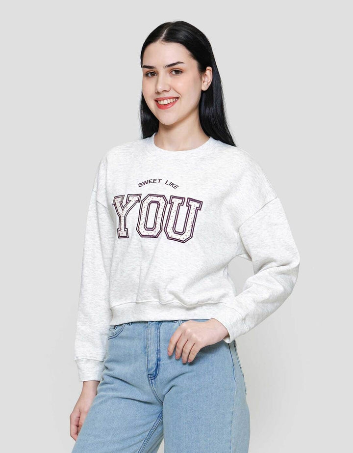 Nevada Crop Fleece Sweet Like You Sweater Wanita
