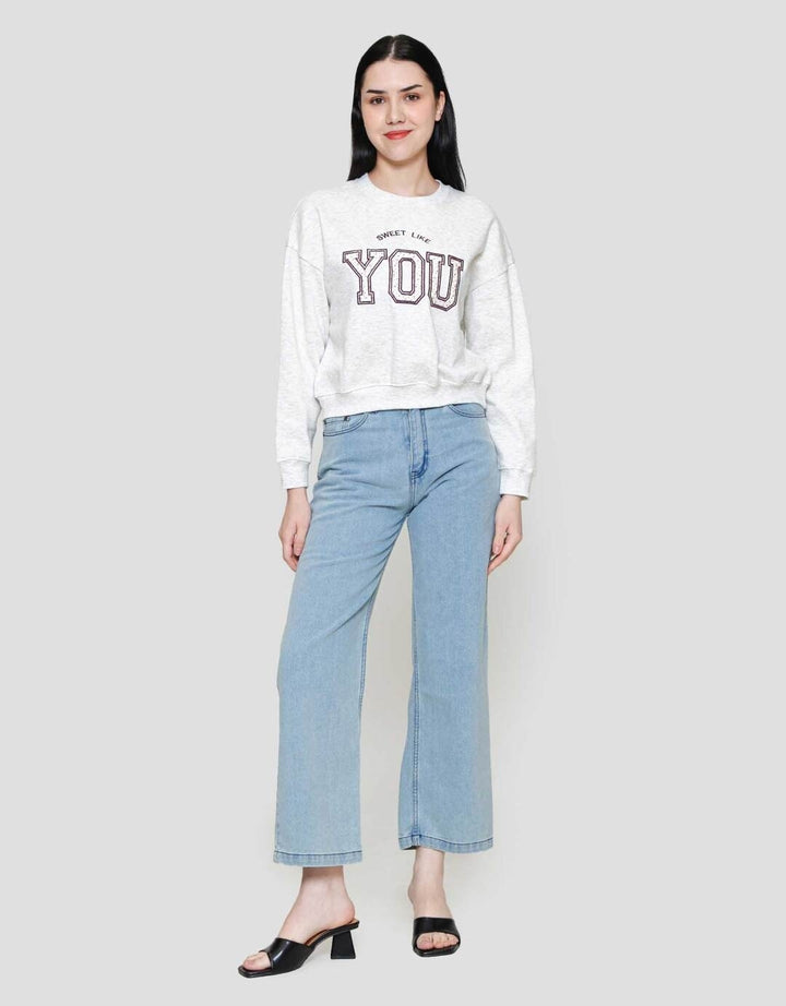 Nevada Crop Fleece Sweet Like You Sweater Wanita