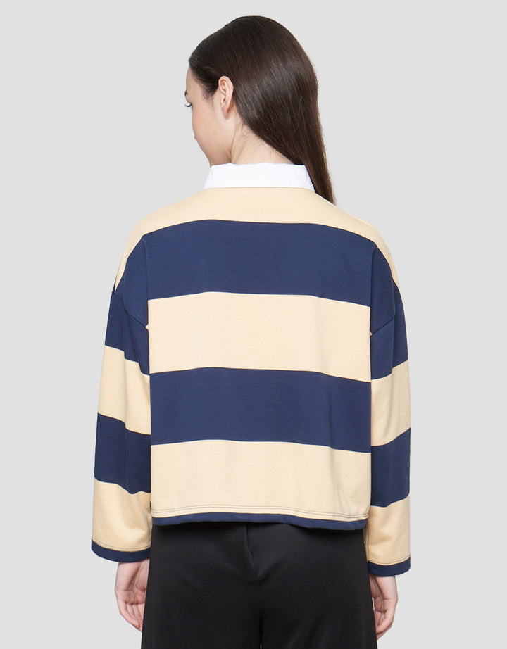Nevada Crop French Stripe Sweater Wanita