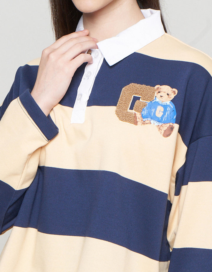 Nevada Crop French Stripe Sweater Wanita