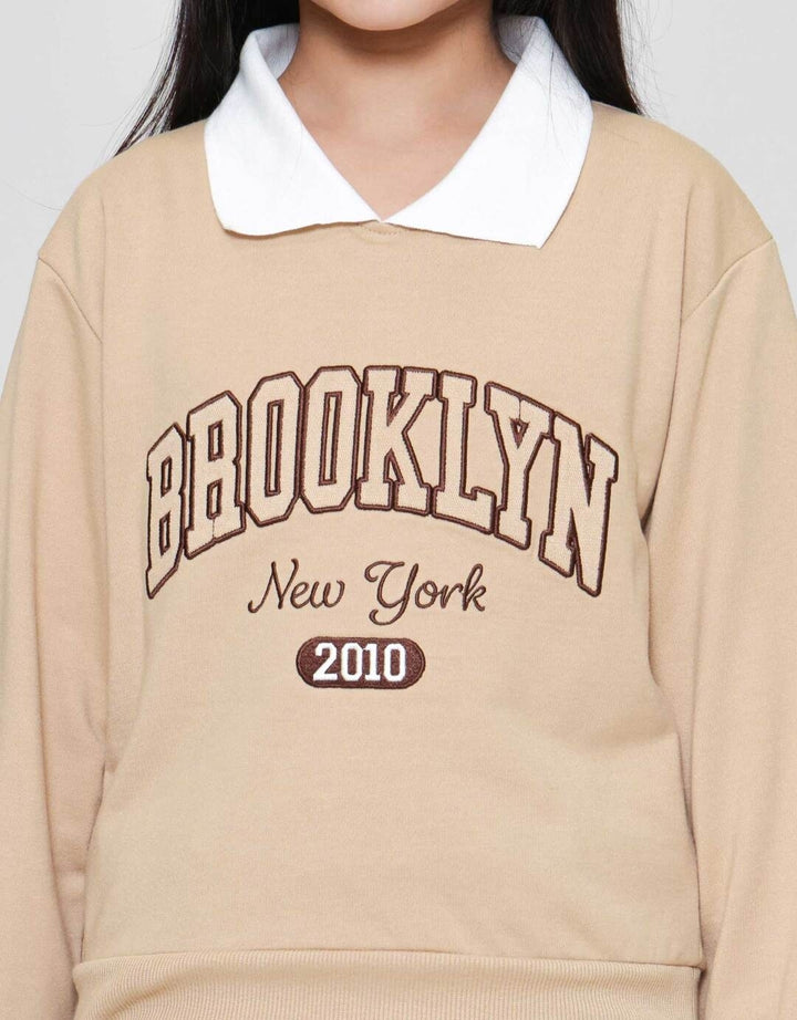 Nevada Kerah Bordir Dada Sweater Anak Perempuan