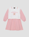 Nevada Fake 2 Pcs Academy Bear Midi Dress Anak Perempuan