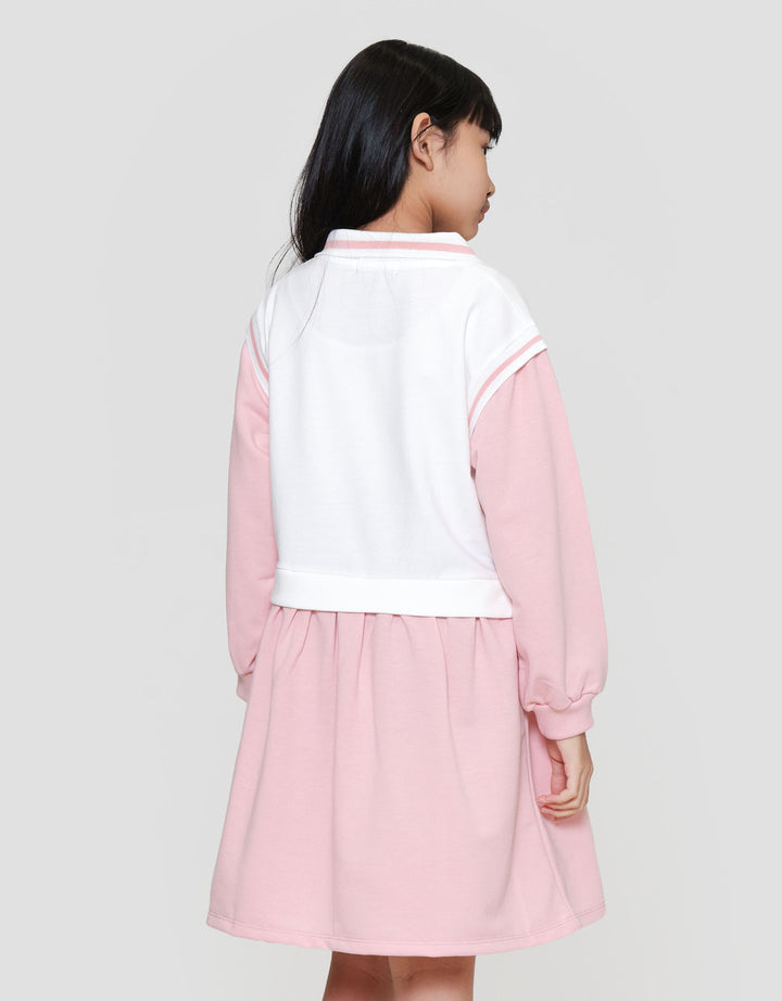 Nevada Fake 2 Pcs Academy Bear Midi Dress Anak Perempuan