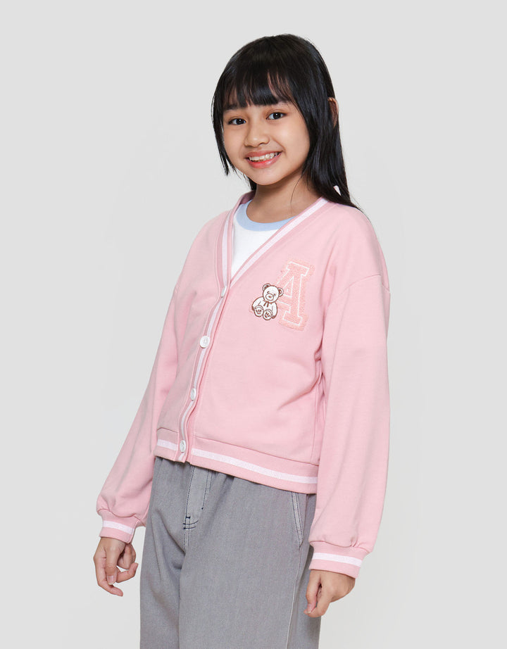 Nevada Varsity Bordir Chenile Bear Cardigan Anak Perempuan