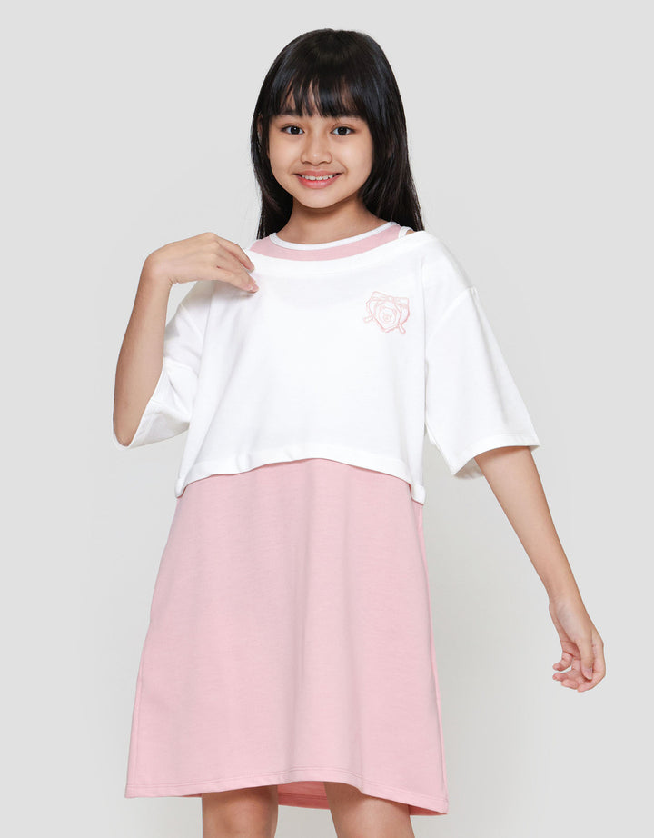 Nevada Fake 2 Pcs Bear Midi Dress Anak Perempuan
