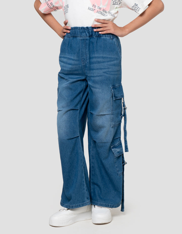 Nevada Left Pocket 1 Right Pocket Celana Denim Cargo Anak Perempuan