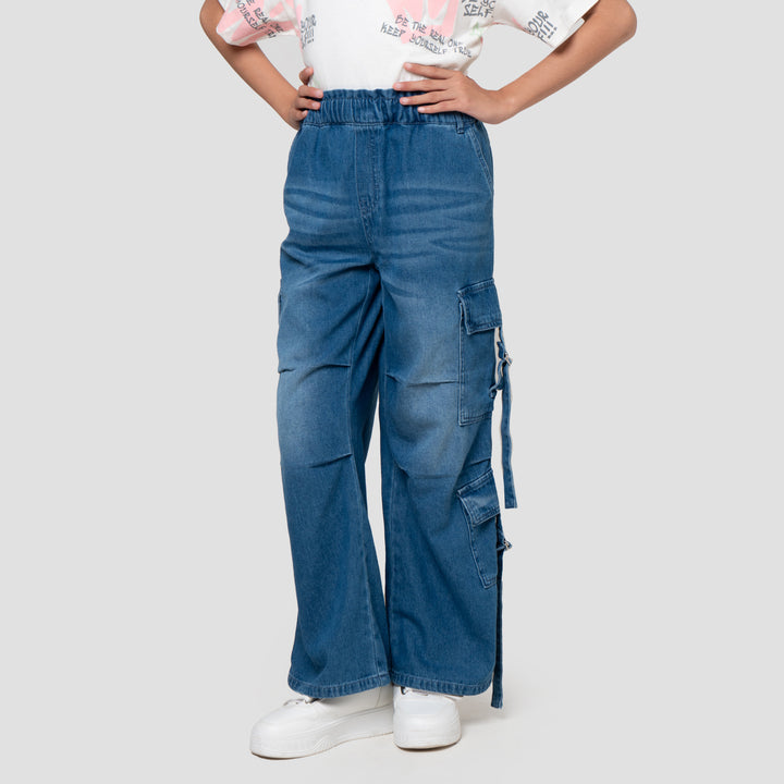 Nevada Left Pocket 1 Right Pocket Celana Denim Cargo Anak Perempuan