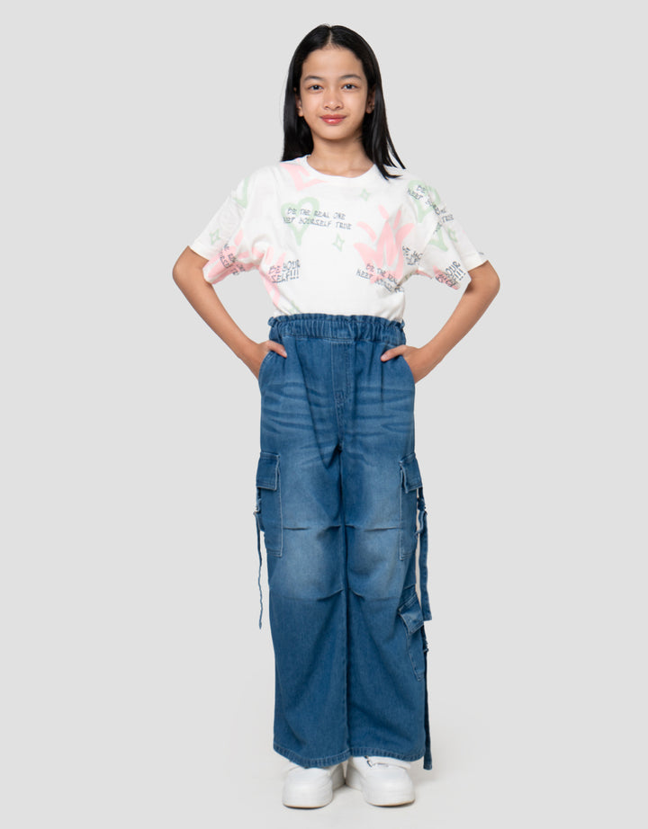 Nevada Left Pocket 1 Right Pocket Celana Denim Cargo Anak Perempuan
