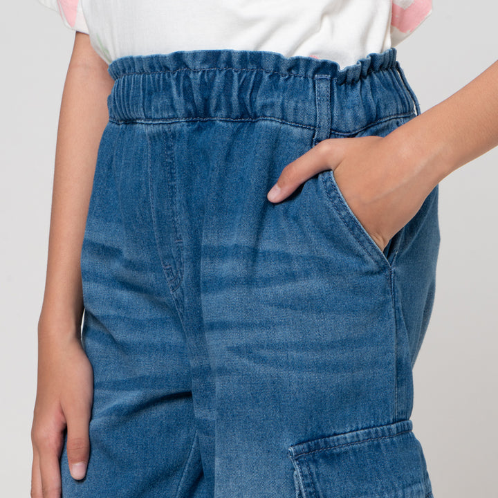 Nevada Left Pocket 1 Right Pocket Celana Denim Cargo Anak Perempuan