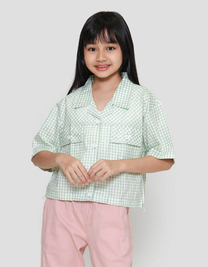 Nevada Boxy With Pocket Checkbred Print Kemeja Anak Perempuan