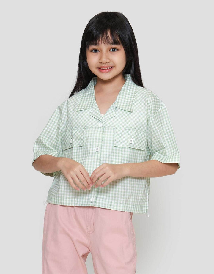 Nevada Boxy With Pocket Checkbred Print Kemeja Anak Perempuan