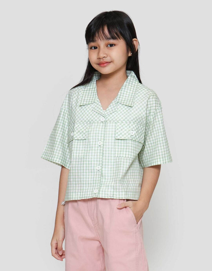 Nevada Boxy With Pocket Checkbred Print Kemeja Anak Perempuan