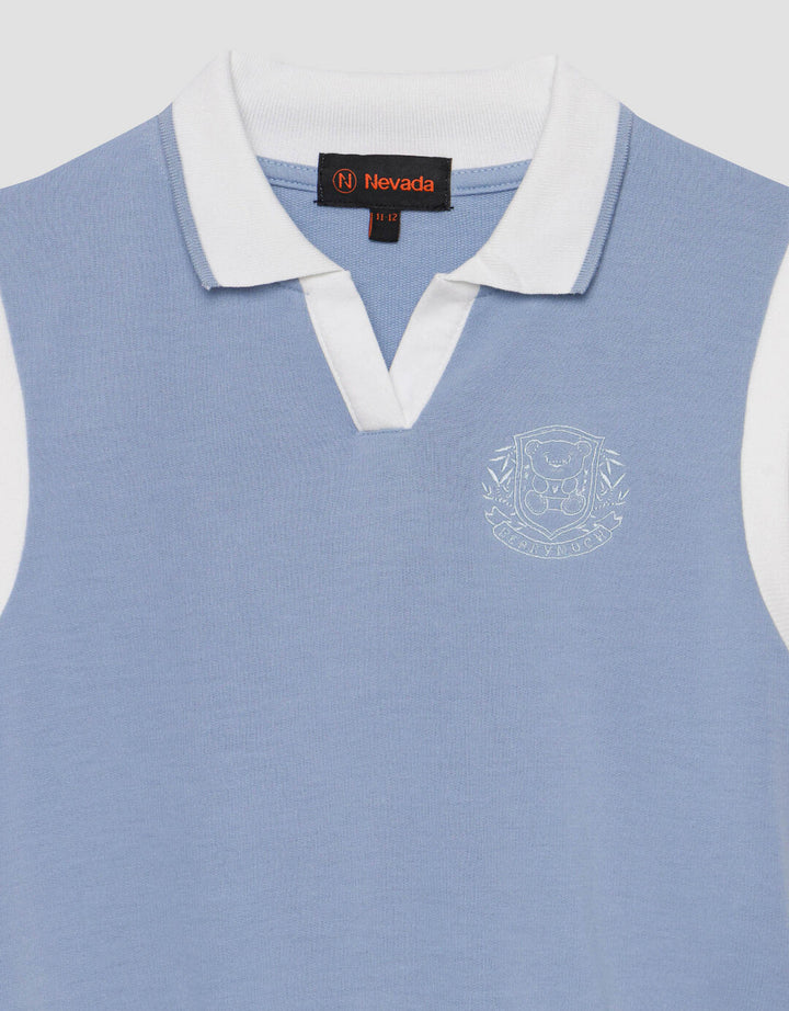 Nevada V Neck Vest With Embro Sweater Anak Perempuan
