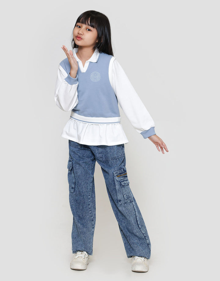 Nevada V Neck Vest With Embro Sweater Anak Perempuan