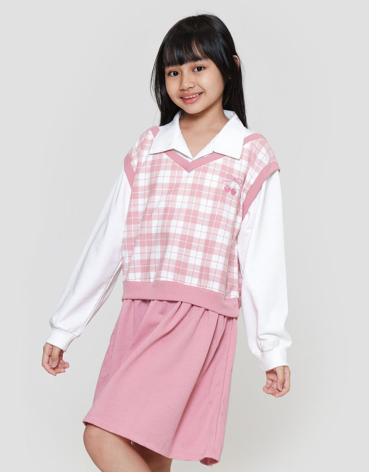 Nevada Vest Kotak Dress Anak Perempuan
