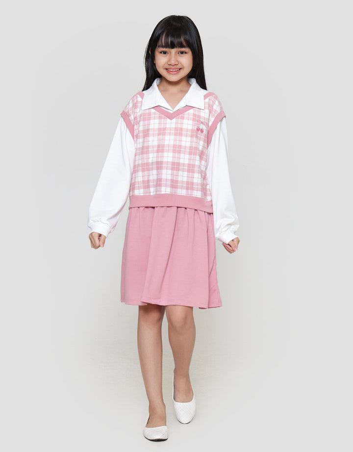 Nevada Vest Kotak Dress Anak Perempuan