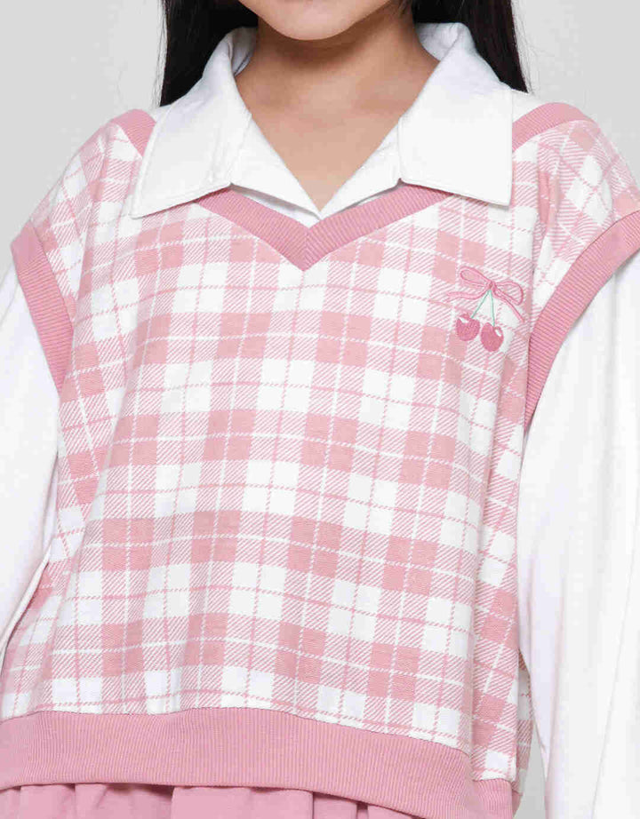 Nevada Vest Kotak Dress Anak Perempuan