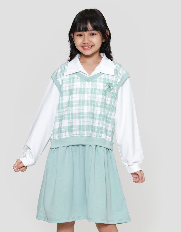 Nevada Vest Kotak Dress Anak Perempuan