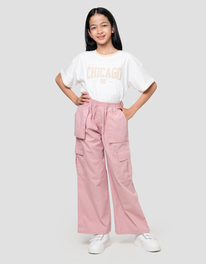 Nevada Woven Pocket Square Tempel Celana Cargo Anak Perempuan