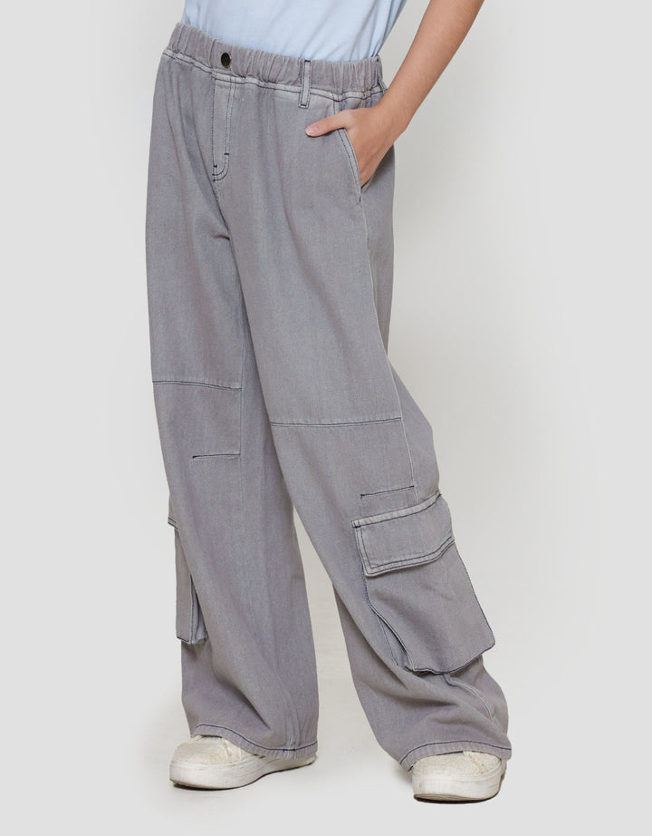 Nevada Denim Pocket Flip Cargo Washing Celana Panjang Anak Perempuan