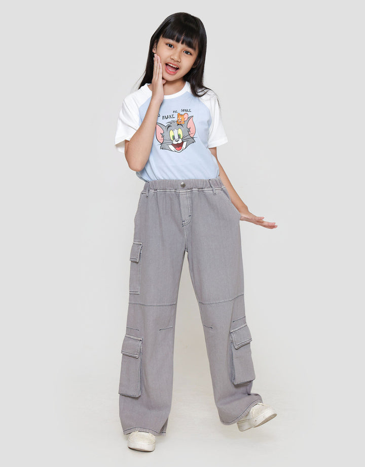 Nevada Denim Pocket Flip Cargo Washing Celana Panjang Anak Perempuan