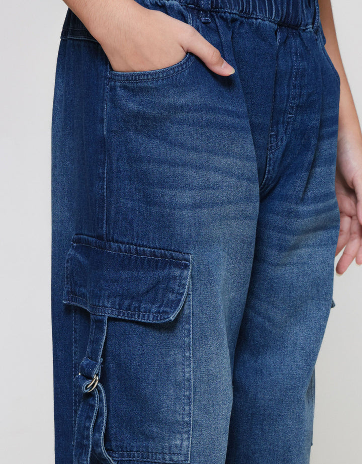 Nevada Pocket Cargo Gewer Celana Denim Anak Perempuan