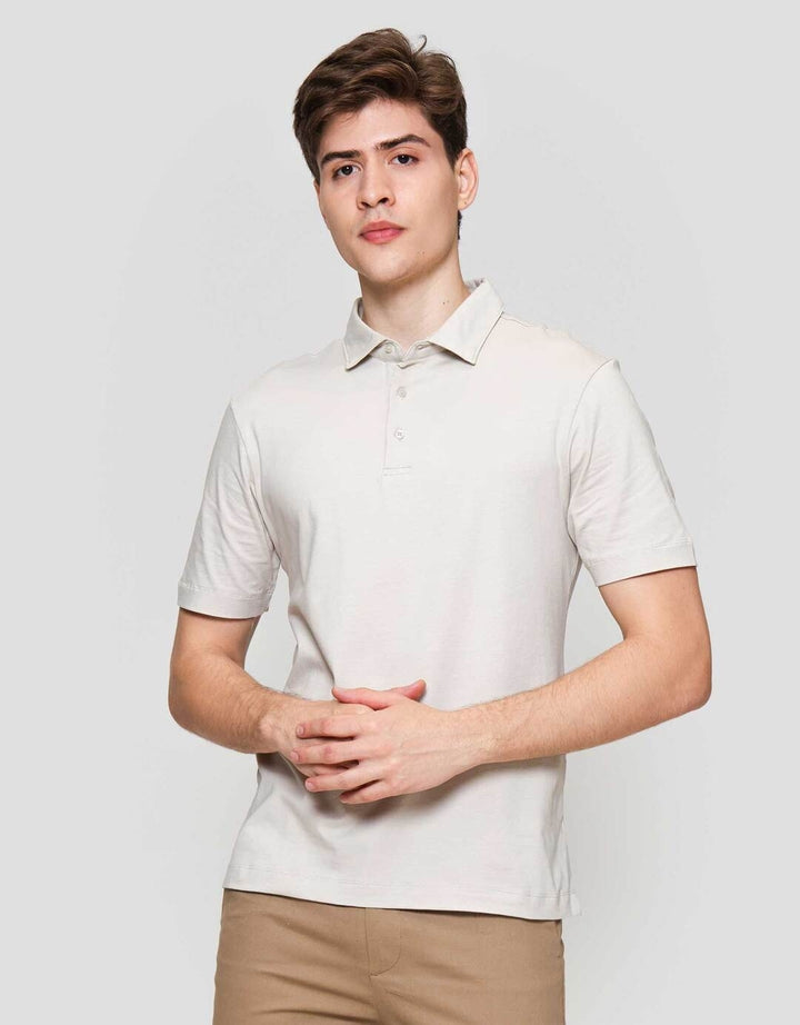 Cole Fancy Solid Jersey Spandex Kaos Polo Pria