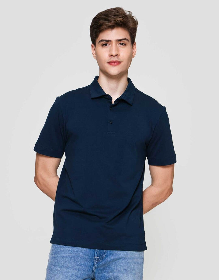 Cole Fancy Solid Jersey Spandex Kaos Polo Pria