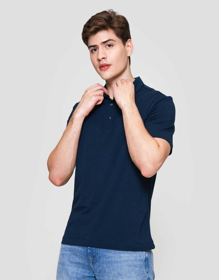 Cole Fancy Solid Jersey Spandex Kaos Polo Pria