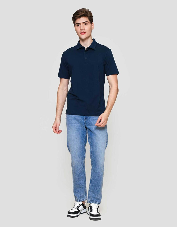 Cole Fancy Solid Jersey Spandex Kaos Polo Pria