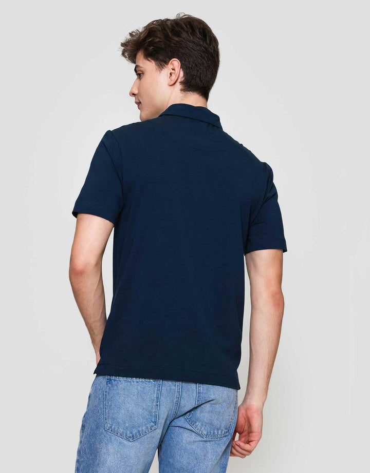 Cole Fancy Solid Jersey Spandex Kaos Polo Pria