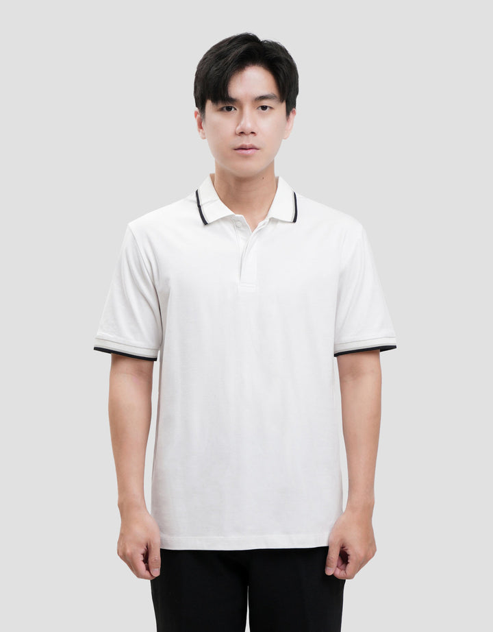 Cole Fancy Solid Jersey Spandex Collar Lis Kaos Polo Pria