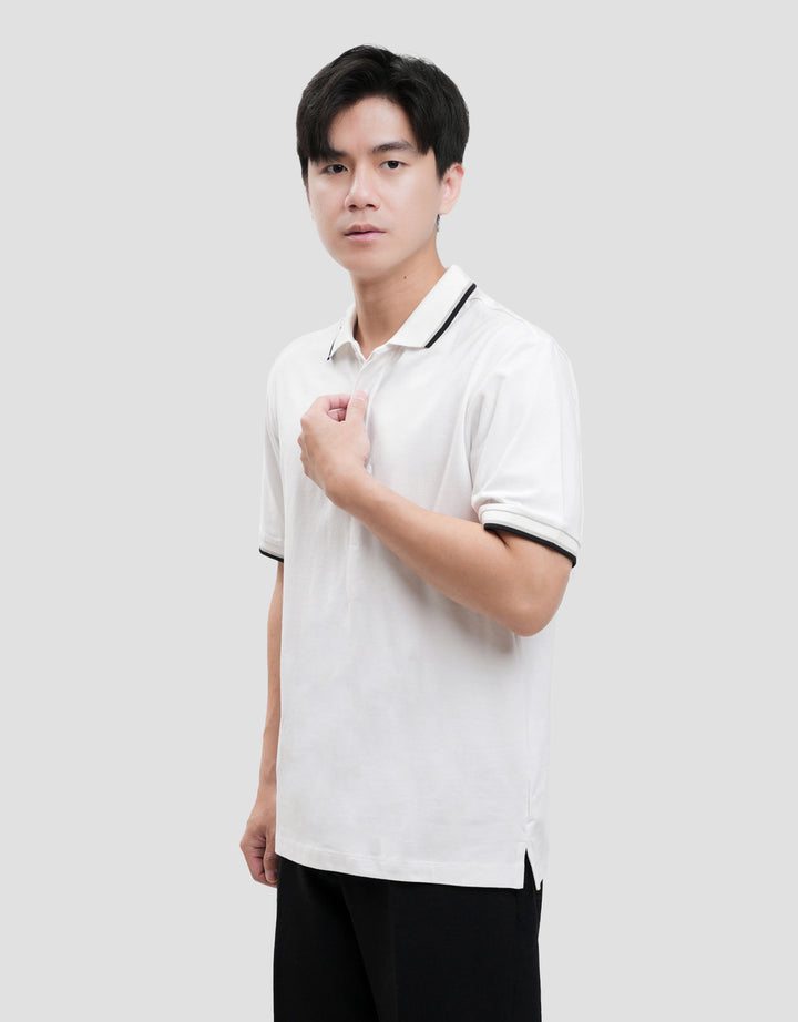 Cole Fancy Solid Jersey Spandex Collar Lis Kaos Polo Pria