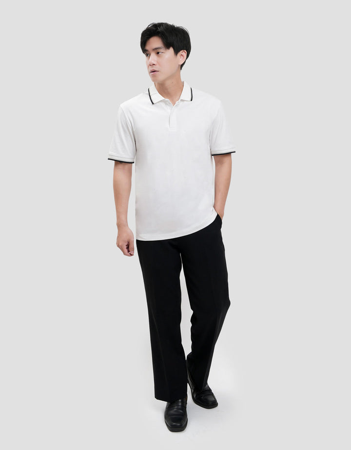 Cole Fancy Solid Jersey Spandex Collar Lis Kaos Polo Pria