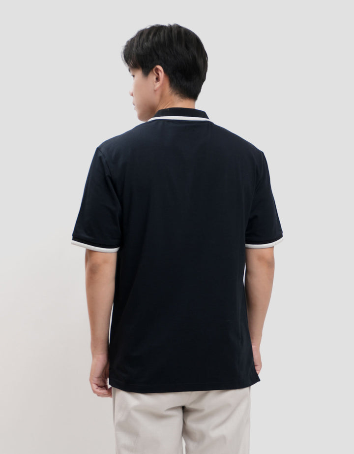 Cole Fancy Solid Jersey Spandex Collar Lis Kaos Polo Pria