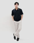 Cole Fancy Solid Jersey Spandex Collar Lis Kaos Polo Pria