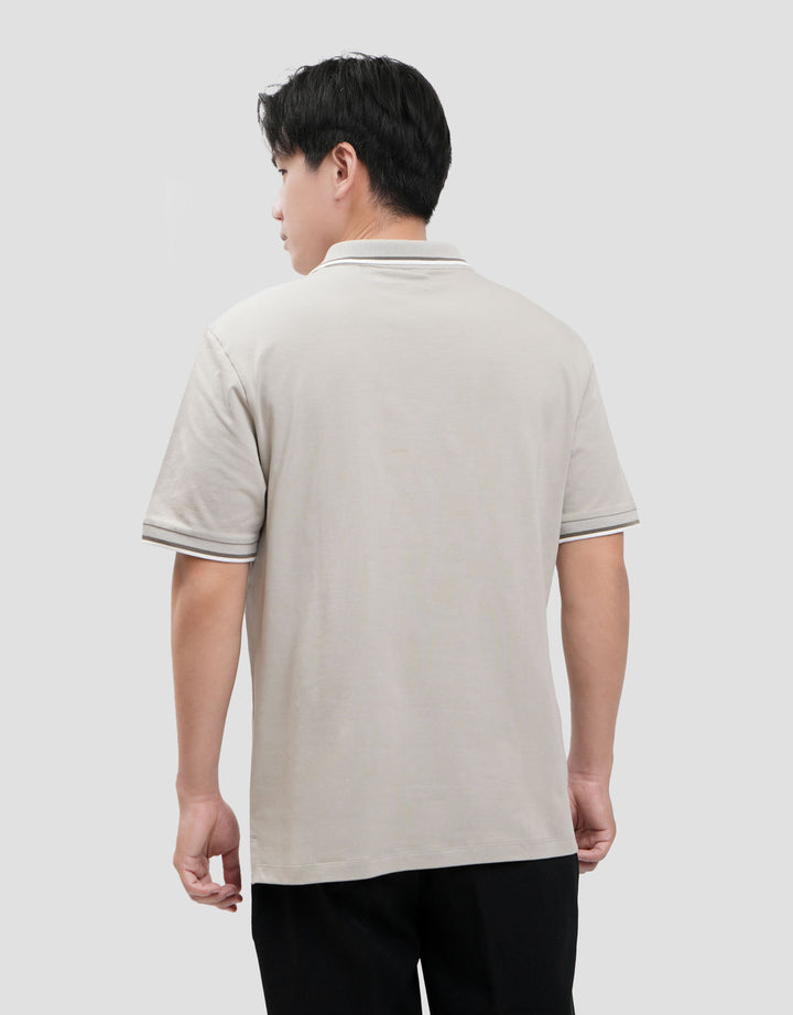 Cole Fancy Solid Jersey Spandex Collar Lis Kaos Polo Pria