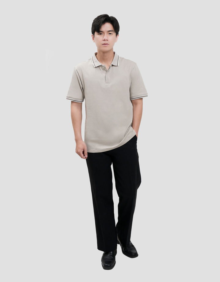 Cole Fancy Solid Jersey Spandex Collar Lis Kaos Polo Pria