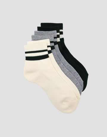 COLE PACK OF 3 ANKLE STRIPE KAUS KAKI PRIA