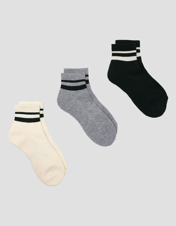 COLE PACK OF 3 ANKLE STRIPE KAUS KAKI PRIA