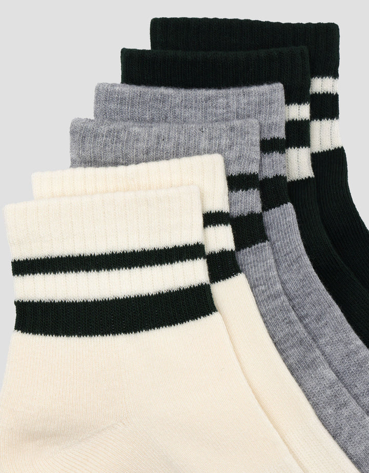 Cole Pack of 3 Ankle Stripe Kaus Kaki Pria