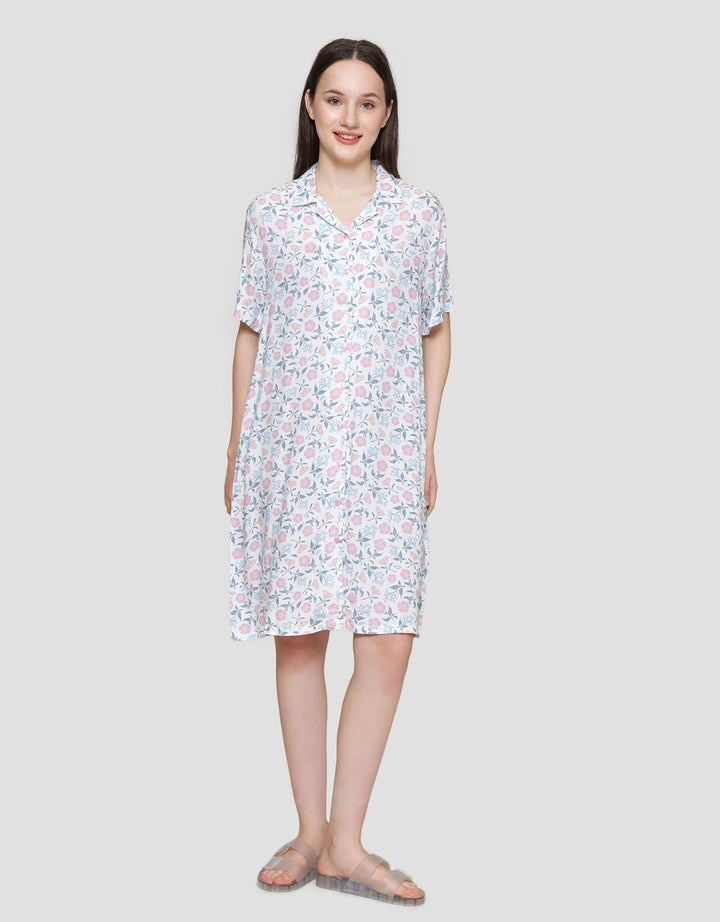 St. Yves Printed Sweet Flower Midi Dress Wanita