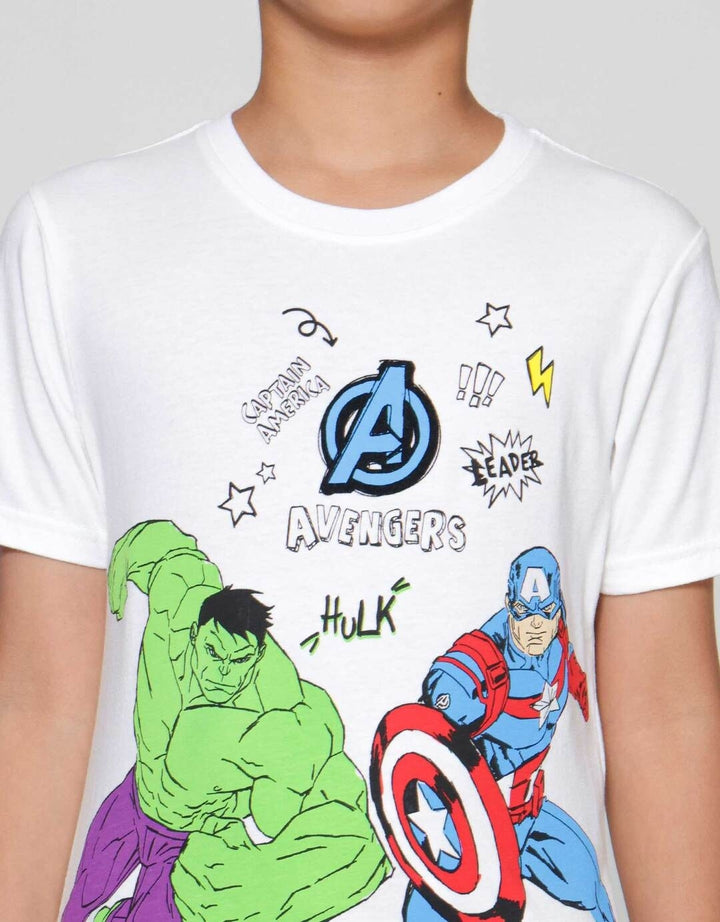 Marvel Avenger Hulk Capt Amrik Logo Flocking Kaos Anak Laki-laki