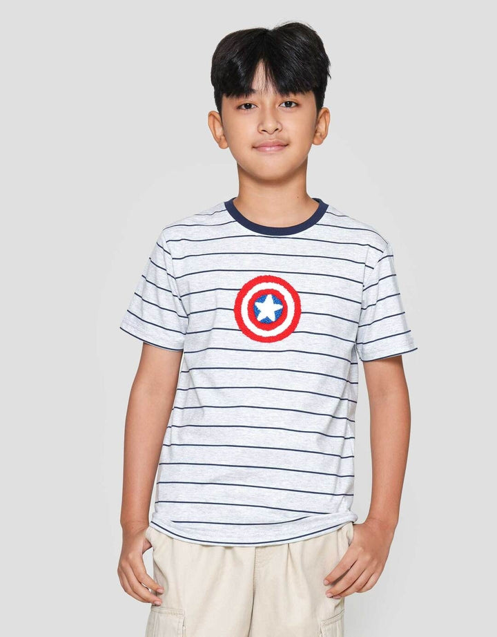 Marvel Avenger Capt Amrik Stripe Chennile Kaos Anak Laki-laki
