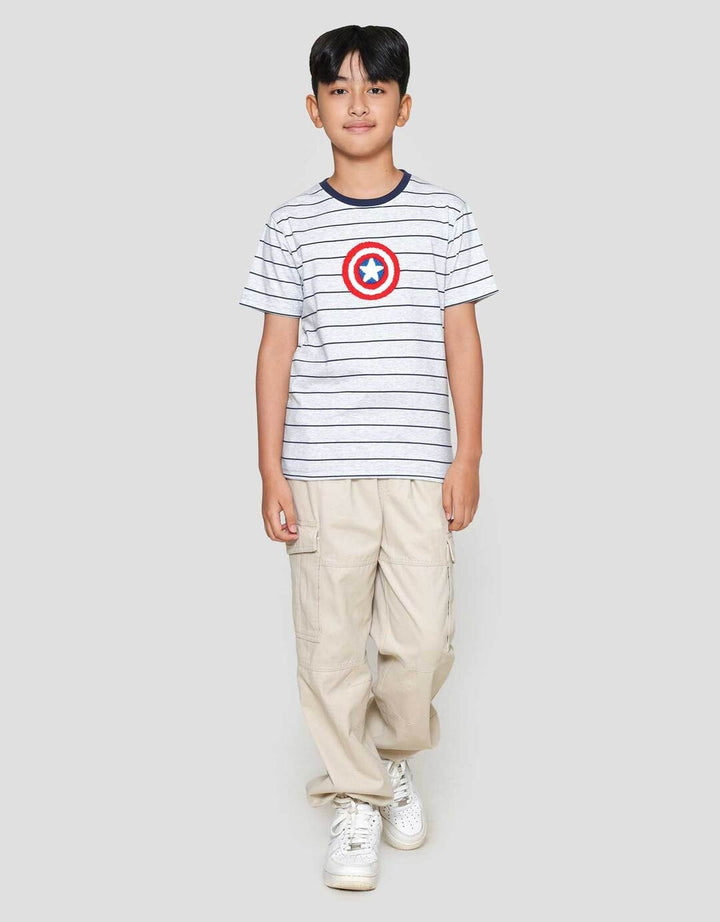 Marvel Avenger Capt Amrik Stripe Chennile Kaos Anak Laki-laki