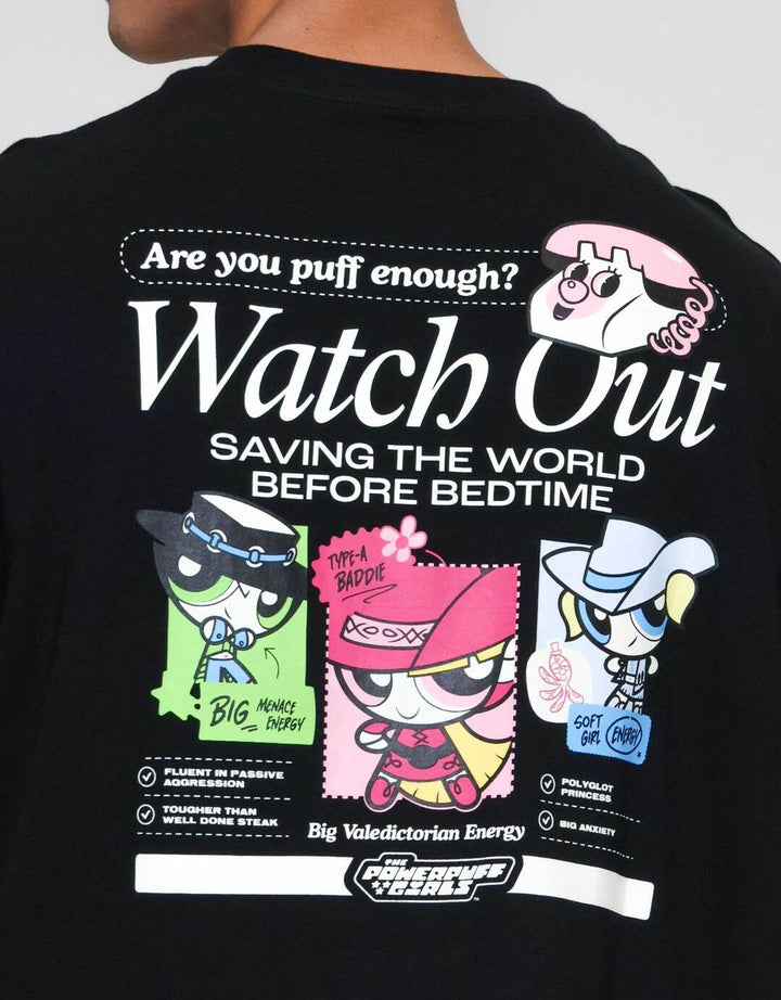 Aos Wb Theme Power Puff Watchout Kaos Lengan Pendek Pria